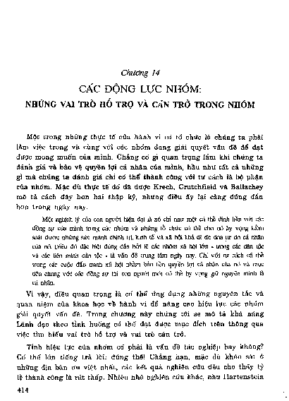 Chương 14Các động lực nhóm Những vai trò hỗ trợ và cản trở trong nhóm