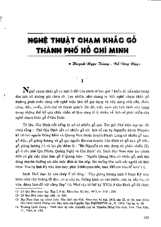 Nghệ thuậ t chạm khắc gỗ thành phố Hồ Chí Minh