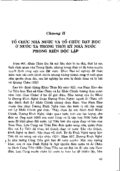 Chương II Tổ chức nhà nước và tổ chức dạy học ở nước ta trong thời kỳ nhà nước phong kiến độc lậ p