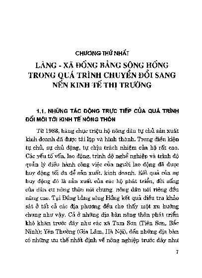 Những tác động trực tiếp của quá trình đổi mới tới kinh tế nông thôn
