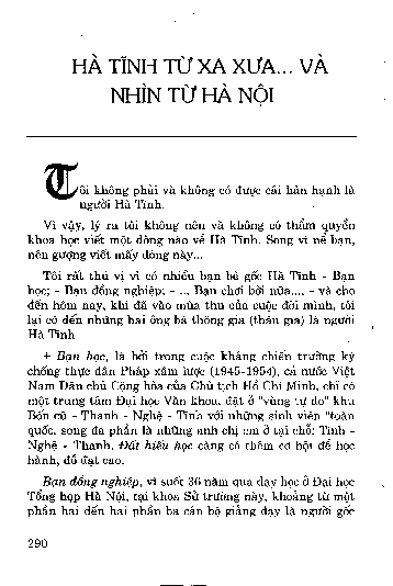 Hà Tĩnh từ xa xưa ... và nhìn từ Hà Nội
