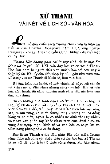 Xứ Thanh vài nét về lịch sử - văn hoá