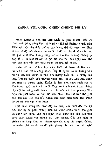 Kafka với cuộc chiến chống phi lý