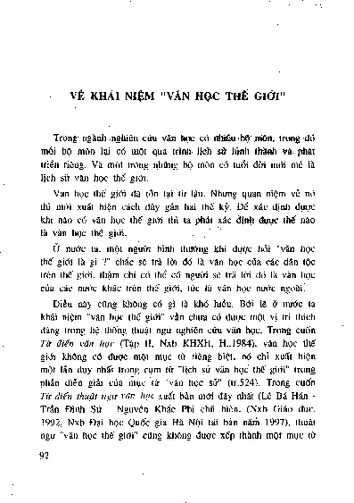 Về khái niệmvăn học thế giới