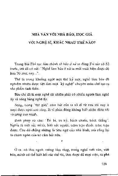 Nhà văn với nhà báo, học giả với nghệ sĩ, khác nhau thế nào ?