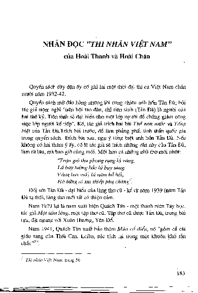 Nhân đọcThi nhân Việt Namcủa Hoài Thanh và Hoài Chân