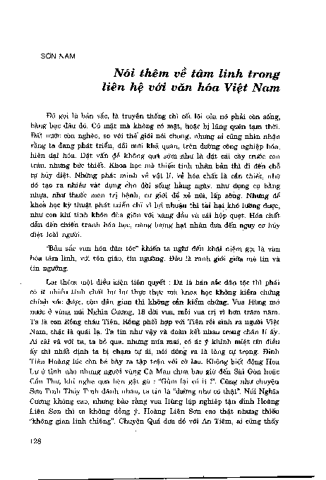 Nói thêm về tâm linh trong liên hệ với văn hóa Việt Nam