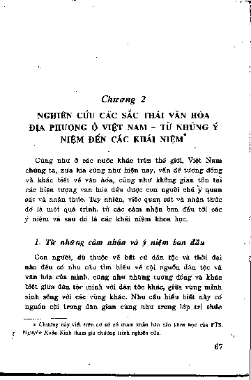 Chương 2 Nghiên cứu các sắc thái văn hoá địa phương ở Việt Nam - Từ những ý niệm đến các khái niệm