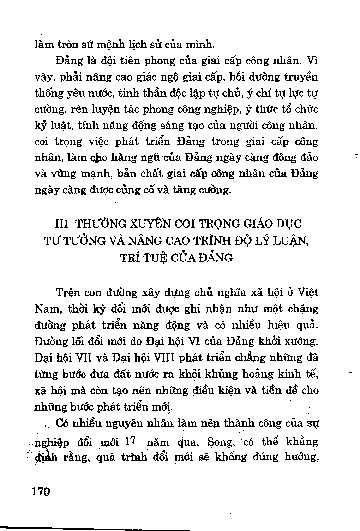 Thường xuyên coi trọng giáo dục tư tưởng và nâng cao trình độ Lý luận, trí tuệ của Đảng