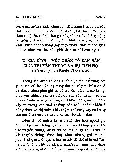 Gia đình - một nhân tố căn bản giữa truyền thống và sự tiến bộ trong quá trình giáo dục