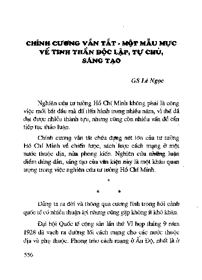 Chính cương vắn tắt - một mẫu mực về tinh thần độc lậ p, tự chủ, sáng tạo