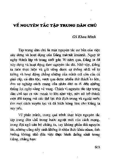 Về nguyên tắc tậ p trung dân chủ