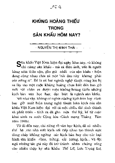 Khủng hoảng thiếu trong sân khấu hiện nay