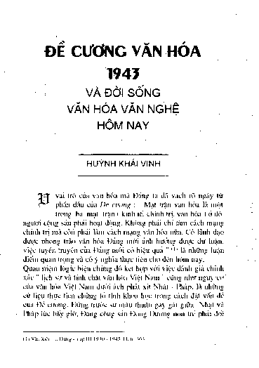 Đề cương văn hoá 1943 và đời sống văn hoá, văn nghệ hôm nay