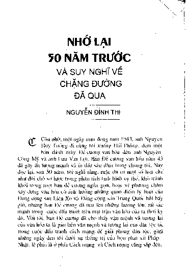 Nhớ lại 50 năm trước và suy nghĩ về chặng đường đã qua