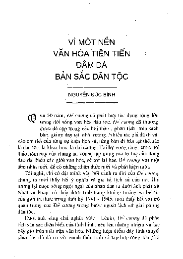 Vì một nền văn hoá tiên tiến đậ m đà bản sắc dân tộc
