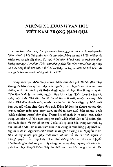 Những xu hướng văn học Việt Nam trong năm qua