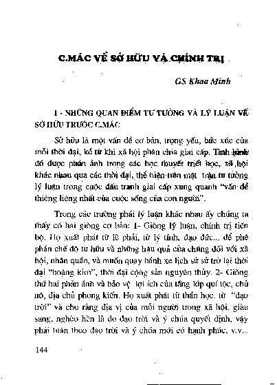 C.Mác về sở hữu và chính trị