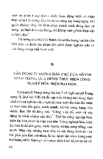 Vận dụng tư tưởng dân chủ của Hồ Chí Minh trong quá trình thực hiện Công nghiệp hóa - hiện đại hóa Mục II - Phần II
