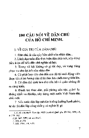100 câu nói về dân chủ của Hồ Chí Minh