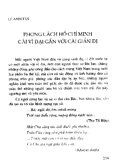 Phong cách Hồ Chí Minh cái vĩ đại gắn với cái giản dị