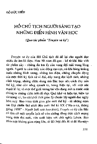 Hồ Chủ Tịch người sáng tạo những điển hình văn học