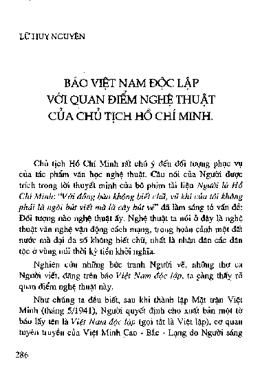 Báo Việt Nam độc lập với quan điểm nghệ thuật của chủ tịch Hồ Chí Minh