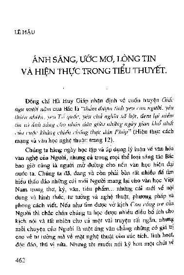 Ánh sáng, ước mơ, lòng tin và hiện thực trong tiểu thuyết