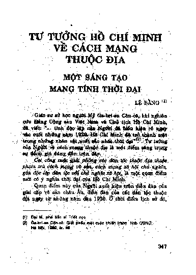 Tư tưởng Hồ Chí Minh về cách mạng thuộc địa. Một sáng tạo mang tính thời đại