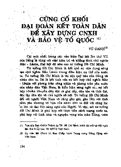 Củng cố khối đại đoàn kết toàn dân để xây dựng chủ Nghĩa Xã hội và bảo vệ tổ quốc