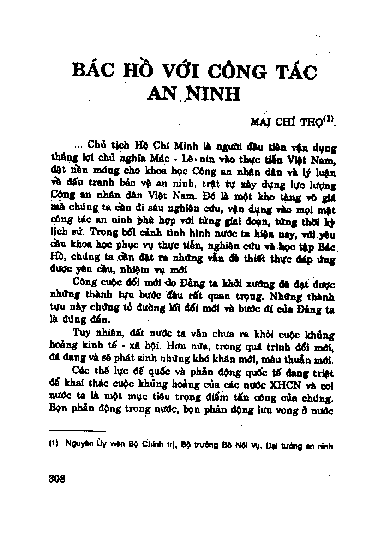 Bác Hồ với công tác an ninh