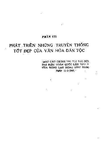 Phát triển những truyền thống tốt đẹp của văn hóa dân tộc Phần VII