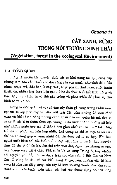 Chương 11 Cây xanh, rừng trong môi trường sinh thái