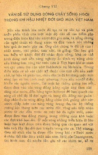 Vấn đề sử dụng dòng chảy sông ngòi trong khí hậu nhiệu đới gió mùa Việt Nam Chương VII