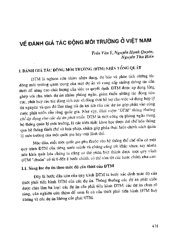 Về đánh giá tác động môi trường ở Việt Nam