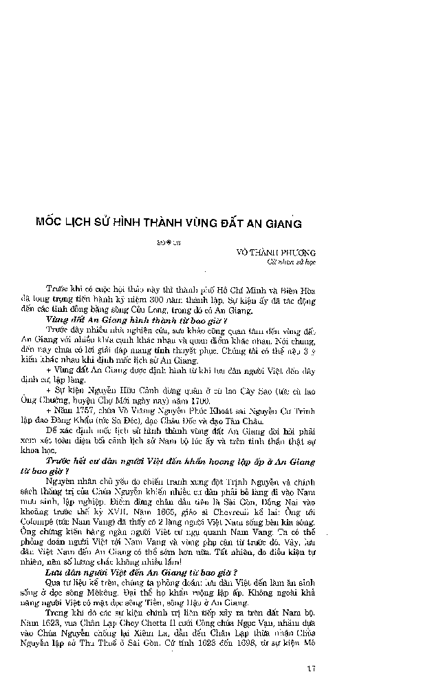 Mốc lịch sử hình thành vùng đất An Giang