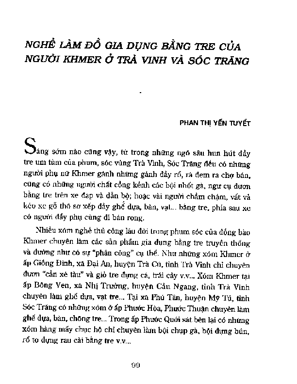 Nghề làm đồ gia dụng bằng tre của người Khmer ở Trà Vinh và Sóc Trăng