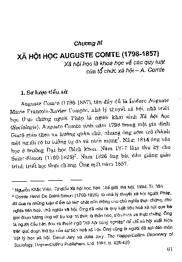 Chương III Xã hội học của Auguste Comte (1798 - 1857)