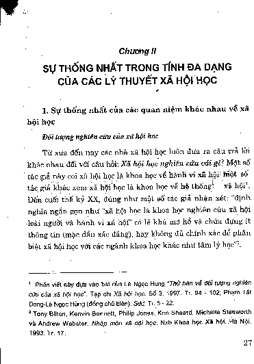 Chương II Sự thống nhất trong tính đa dạng của các lý thuyết xã hội học