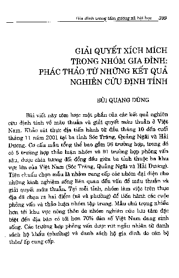 Giải quyết xích mích trong nhóm gia đình phác thảo từ những kết quả nghiên cứu định tính