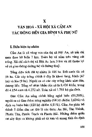 Chương X Văn hóa - xã hội xã Cẩm An tác động đến gia đình và phụ nữ