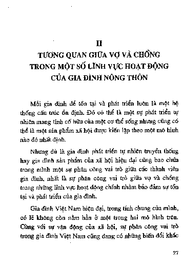 Chương II Tương quan giữa vợ và chồng trong một số lĩnh vực hoạt động của gia đình nông thôn
