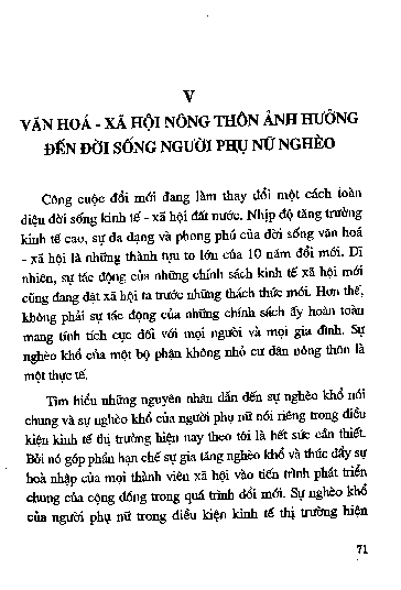 Chương V Văn hóa - xã hội nông thôn ảnh hưởng đến đời sống người phụ nữ nghèo