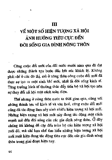 Chương III Về một số hiện tượng xã hội ảnh hưởng tiêu cực đến đời sống gia đình nông thôn