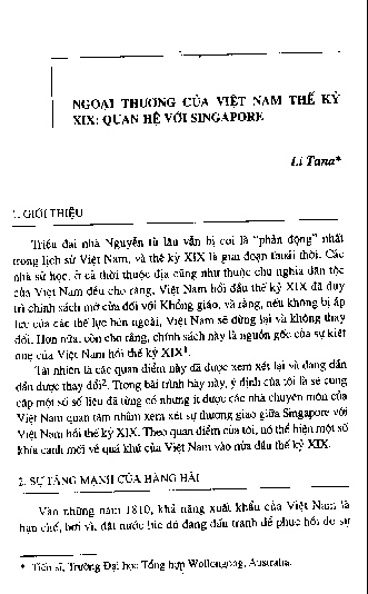 Ngoại thương của Việt Nam thế kỳ XIXQuan hệ với Singapore