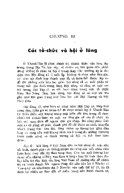 Các tổ chức và hội ở làng Chương III