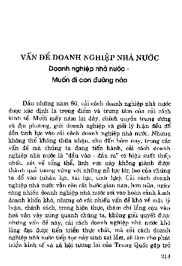 Vấn đề doanh nghiệp nhà nước Doanh nghiệp nhà nước muốn đi con đường nào?