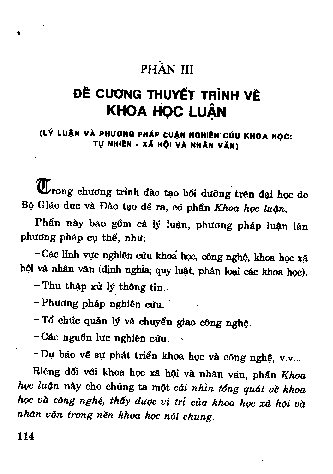 Phần III Đề cương thuyết trình về Khoa hoc luận lý luận và phương pháp luận nghiên cứu khoa học Tự nhiên-xã hội và Nhân văn