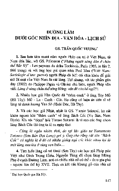 Đường Lâm dưới gốc nhìn địa - Văn hóa - Lịch sử