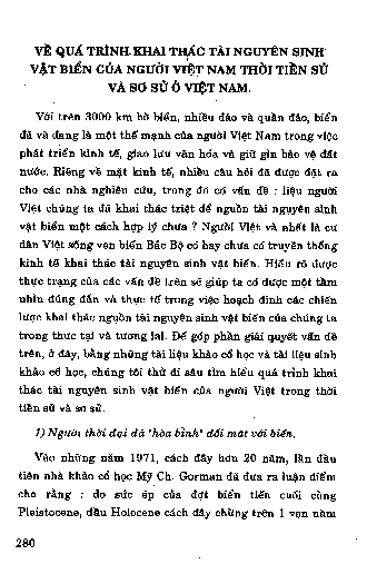 Về quá trình khai thác tài nguyên sinh vật biển của người Việt Nam thời tiền sử và sơ sử ở việt Nam